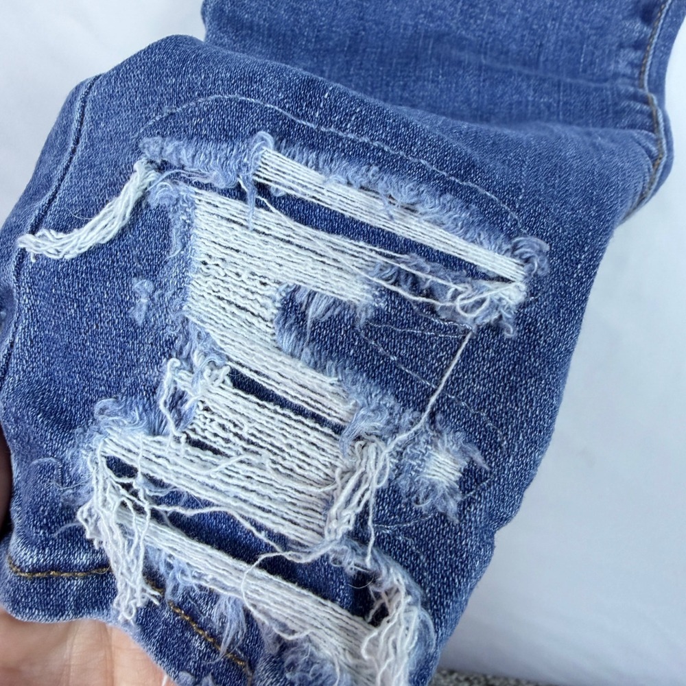 American Eagle Jegging Womens 12 Long Blue Super Stretch Distressed High Rise - Picture 2 of 10